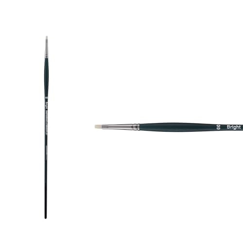 Creative Mark Imperial Professional Chungking Hog Bristle Brush - Bright # 2x0, Handmade Long Handle Oil Paint Brushes for Artists, Nickel-Plated Brass Ferrules, Stiff Yet Soft Natural Bristles - size: #00