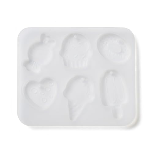 1PC Ice Cream/Cake Shape Pendant Silicone Molds Summer Style Resin Epoxy Casting Molds for Earring Necklace Keychain Charms Pendants Jewelry Making DIY Gem Cabochon Craft Supplies White 88x76x6mm, - color: White-23