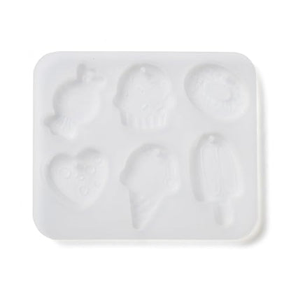 1PC Ice Cream/Cake Shape Pendant Silicone Molds Summer Style Resin Epoxy Casting Molds for Earring Necklace Keychain Charms Pendants Jewelry Making DIY Gem Cabochon Craft Supplies White 88x76x6mm, - color: White-23