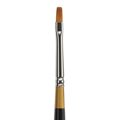 KINGART Premium Original Gold 9300-0 Flat Shader Series Artist Brush, Golden Taklon Synthetic Hair, Short Handle, for Acrylic, Watercolor, Oil and Gouache Painting, Size 0 - size: 0