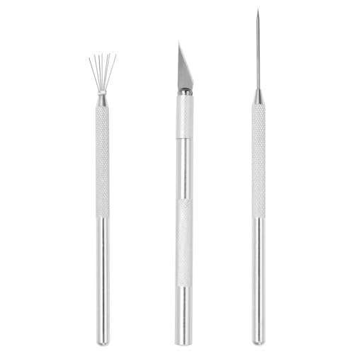 suiwotin 3pcs Precision Clay Needle Tool Set for Detailing - Carving Knife, Sculpture Pin & Texture Needle for Fine Ceramics, Polymer Clay & Miniature Sculpting