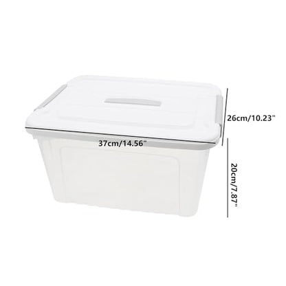Plastic Bin with Lid, 1PCS Transparent Storage Box Office Container with Lids Platic Hangers Office Storage Bins Clothes Hangers Wardrobe Sundries Organizer - size: 37*26*20cm/14.56*10.23*7.87"