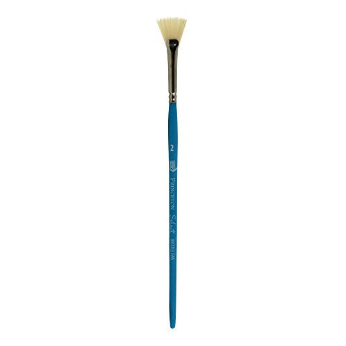 Princeton Select Artiste Bristle Fan Brush, Synthetic, Short Handle, Size 2, 1 Count - color: Princeton Blue, size: Size 2