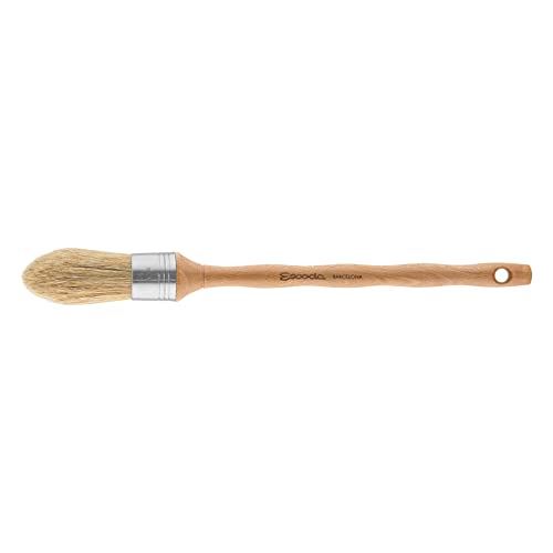 Escoda Series 7600 Artist Oil and Acrylic Paint Brush for Murals, Decorative Work & Faux Finishing, Natural Chungking Hog Bristle, Round Oval, Size 2