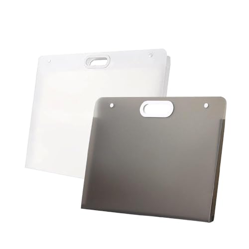 2pcs 13" x 11" Plastic Art Portfolio, Art Portfolio with Handles, Waterproof Portfolio Folder for Artwork, Arts Storage Case for Drawing Sketch Photography Poster (White + Gray) - color: White + Gray