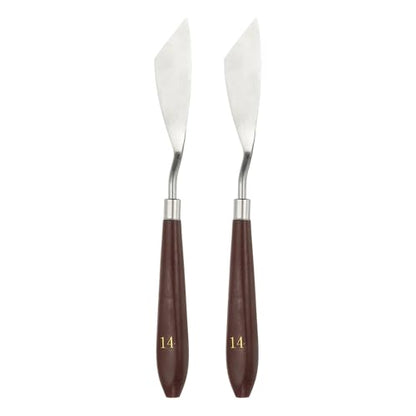 HARFINGTON 2pcs Palette Knife Painting Tool 2.83" x 0.91" Stainless Steel Art Spatula Pallet Knives Scrapers Tools with Plastic Handle for Acrylic Oil Canvas Mixing Spreading, Red/Silver