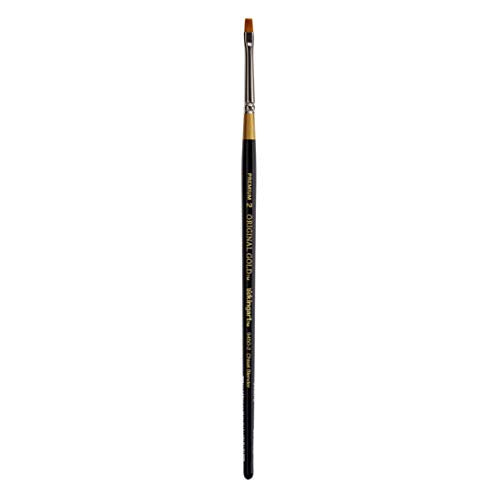 KINGART Premium Original Gold 9450-2 Chisel Blender Bright Series Artist Brush, Golden Taklon Synthetic Hair, Short Handle, for Acrylic, Watercolor, Oil and Gouache Painting, Size 2 - size: 2