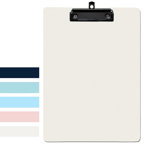 1Pcs Clipboard,8.8" x 12.4" Plastic Clipboards Folder for Office Supplies,Low-Profile Metal Clip with Retractable Hanging Hole,Portable Writing Drawing Letter Size Clip Board for Nurse,Beige - color: Beige