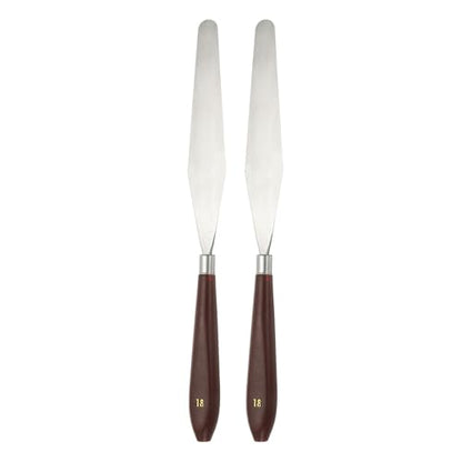 HARFINGTON 2pcs Palette Knife Painting Tool 5.39" x 0.91" Stainless Steel Art Spatula Pallet Knives Scrapers Tools with Plastic Handle for Acrylic Oil Canvas Mixing Spreading, Red/Silver