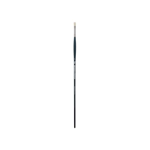 Creative Mark Imperial Professional Chungking Hog Bristle Brush - Flat # 1, Handmade Long Handle Oil Paint Brushes for Artists, Nickel-Plated Brass Ferrules, Stiff Yet Soft Natural Bristles - size: #1