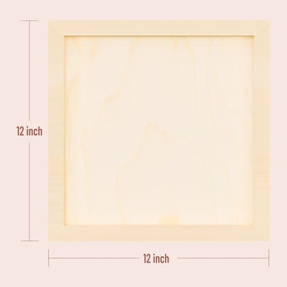 Wooden Canvas Panels with Easel Set – Complete Art Supplies for Artists, Includes 16x9 Easel, 12x12 Wooden Canvas Panels for DIY Crafts-Spring Family Fun - size: 12*12-1