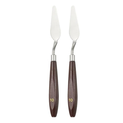 HARFINGTON 2pcs Palette Knife Painting Tool 2.44 x 0.87 Stainless Steel Art Spatula Pallet Knives Scrapers Tools with Beech Wood Handle for Acrylic Oil Canvas Mixing Spreading, Red/Silver - size: 2.44" x 0.87"