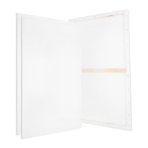 PATIKIL Stretched Canvas, 3 Pcs 36" x 18" Rectangle Canvas for Painting Blank Primed Canvas Cotton Canvas Panels for Acrylics Oil Watercolor Paints, White - size: 36" x 18"