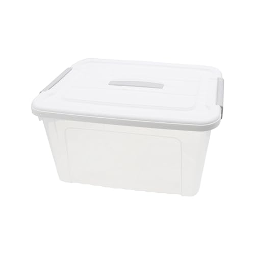 Plastic Bin with Lid, 1PCS Transparent Storage Box Office Container with Lids Platic Hangers Office Storage Bins Clothes Hangers Wardrobe Sundries Organizer - size: 43*31*24cm/16.92*12.2*9.44"