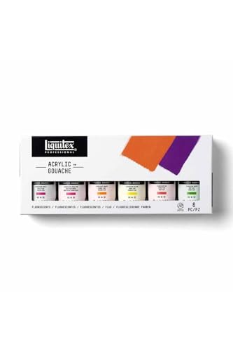 Liquitex Professional Acrylic Gouache Paint, 6 x 59ml (2-oz), Fluorescents Set - style: Fluorescents Set 6 x 59ml (2-oz)