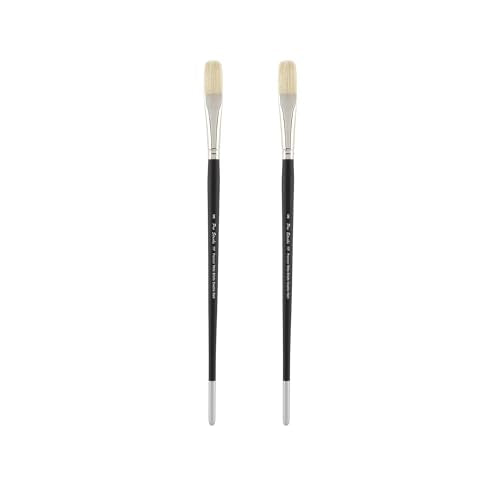 Creative Mark Pro Stroke Premium White Chungking Hog Bristle Artist Paint Brush - Flat # 8-2 Pack - Natural Bristle Brush w/Great Control Suitable for Oils, Watercolors, Acrylics, Alkyds, Caseins - size: 8 - 2 Pack
