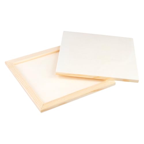 16 PCS 8 x 8 Inch Wood Canvas Boards, 0.35 Inch Thick Wood Panel Canvas Unfinished Wooden Panels for Painting,Craft, String Art, DIY
