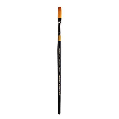 KINGART Premium Original Gold 9100-1/4 ONE Stroke Series Artist Brush, Golden Taklon Synthetic Hair, Short Handle, for Acrylic, Watercolor, Oil and Gouache Painting, Size 1/4" - size: Single - 1/4"