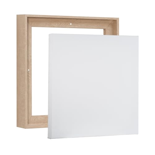 PIXY CANVAS Value Pack of 8x8 Stretched Canvas 1-1/2 (1.5) inch deep and Floater Frame for Your Paintings/Artwork/Wall Art/Wall Decor (Nordic White Oak, 8 x 8 inch, Square) - color: Nordic White Oak, size: 8 x 8 inch