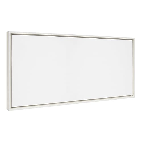 Kate and Laurel Sylvie Blank Framed Canvas Wall Art, 18x40 White, Modern Empty Canvas for Paint-Your-Own Art, Premium Framed - color: White, size: 18"L x 40"W