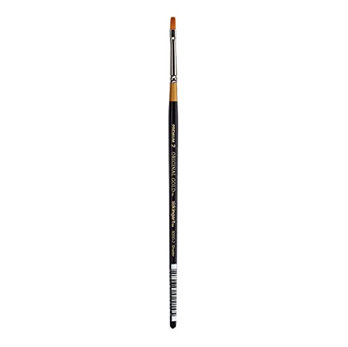 KINGART Premium Original Gold 9300-2 Flat Shader Series Artist Brush, Golden Taklon Synthetic Hair, Short Handle, for Acrylic, Watercolor, Oil and Gouache Painting, Size 2 - size: 2