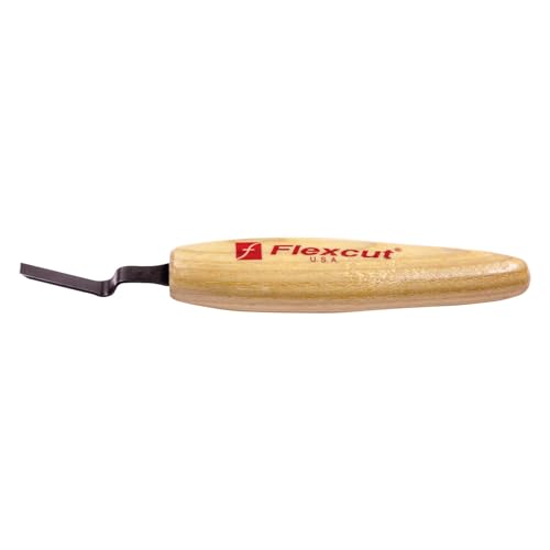 Flexcut Wood Carving Tools | Micro Dogleg Chisel | 3/16 Inch (5 mm) | 1095 High Carbon Steel Blade for Miniature and Fine Detail Work | Ergonomic Ash Hardwood Handle | MT45 | Made in the U.S.A.
