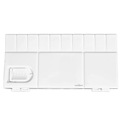 ZAHEPA Paint Tray, Large Paint Palette Box with Thumb Hole, Plastic Paint Tray Palette with 25 Compartments, 20 Wells & 5 Mixing Areas, Watercolor Mixing Tray with Plastic Lid Art Palette for Artists - style: Rectangle - 25 Compartments
