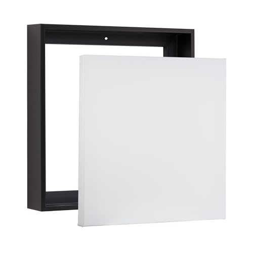 PIXY CANVAS Value Pack of 8x8 Stretched Canvas 1-1/2 (1.5) inch deep and Floater Frame for Your Paintings/Artwork/Wall Art/Wall Decor (Black, 8 x 8 inch, Square) - color: Black, size: 8 x 8 inch