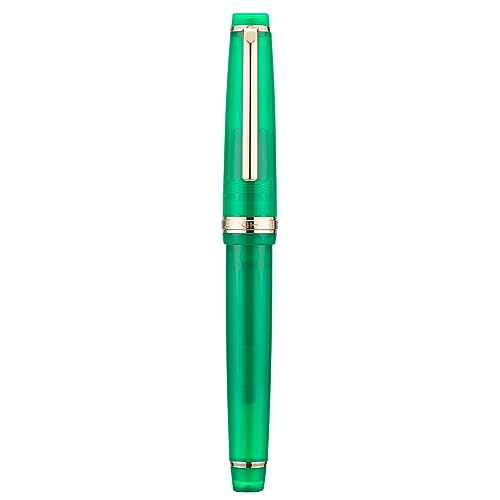 Jinhao 82 Acrylic Fountain Pen, Iridium Medium Nib with Ink Converter, Transparent Jungle Green Classic Design Smooth Writing Pen (Gold Trim) - color: Jungle Green Clear (Gold Trim), style: Medium (0.7 mm)