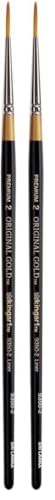 KINGART Original Gold 9350-2 Liner Series, Premium Golden Taklon Multimedia Artist Brushes, Painting Tools for Oil, Acrylic, Watercolor and Gouache (Pack of 2) - size: 2 (Pack of 2)