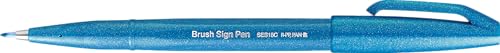 Pentel SES15C-S "Sky Blue Ink" Arts Brush Sign Pen (Pack of 10) - color: Sky Blue