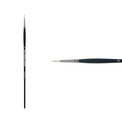 Creative Mark Imperial Professional Chungking Hog Bristle Brush - Round # 2, Handmade Long Handle Oil Paint Brushes for Artists, Nickel-Plated Brass Ferrules, Stiff Yet Soft Natural Bristles - size: #2
