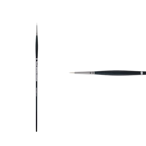 Creative Mark Imperial Professional Chungking Hog Bristle Brush - Round # 2x0, Handmade Long Handle Oil Paint Brushes for Artists, Nickel-Plated Brass Ferrules, Stiff Yet Soft Natural Bristles - size: #00