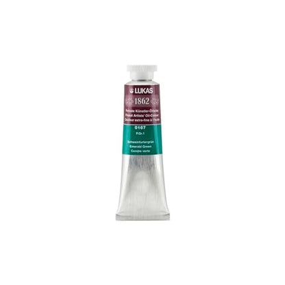 Lukas 1862 Professional German Oil Paint, Emerald Green 37 mL - w/Beeswax & Non-Yellowing Sunflower Oil, Short Drying Time, Smooth, Outstanding Lightfastness - color: Emerald Green, size: 1.25 Fl Oz (Pack of 1)