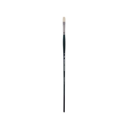 Creative Mark Imperial Professional Chungking Hog Bristle Brush - Flat # 4, Handmade Long Handle Oil Paint Brushes for Artists, Nickel-Plated Brass Ferrules, Stiff Yet Soft Natural Bristles - size: #4
