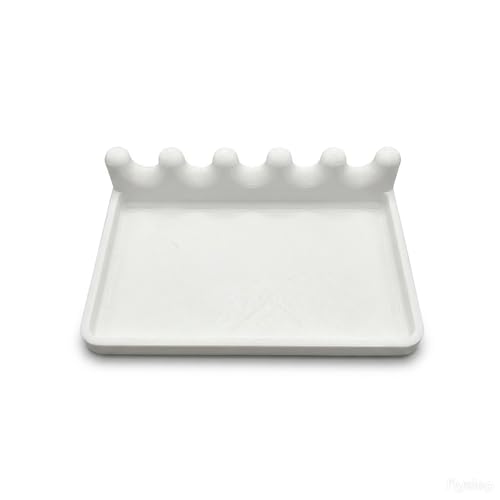 Paint Brush Holder with Drip Tray, Plastic Brush Rest Stand for Watercolor Acrylic Oil Painting, Portable Artist Brush Organizer Rack, Desktop Drying Tray Art Supplies (White) - color: White
