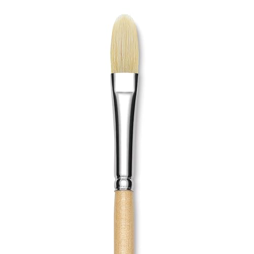 Utrecht Rhenish Pure Hog Bristle Brush - Filbert, Size 6, Long Handle