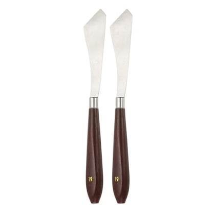 HARFINGTON 2pcs Palette Knife Painting Tool 3.7" x 0.94" Stainless Steel Art Spatula Pallet Knives Scrapers Tools with Plastic Handle for Acrylic Oil Canvas Mixing Spreading, Red/Silver