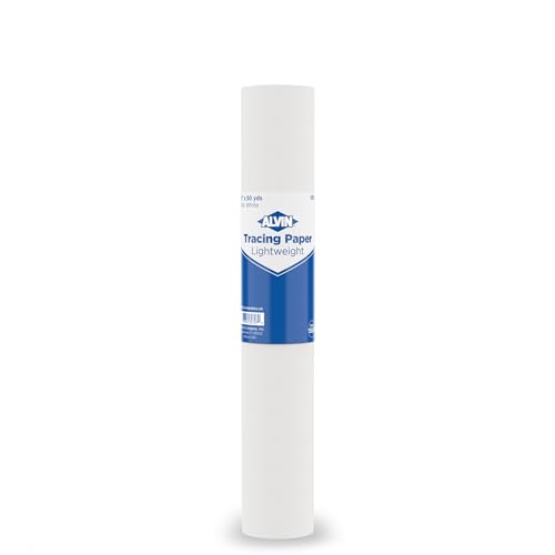 ALVIN 55W-G Lightweight Tracing Paper Roll, White, Suitable with Ink, Charcoal, Felt Tip Pen, for Sketching or Detailing - 1-inch Core (50 Yards, 12") - color: White - 50 Yards, size: 12"