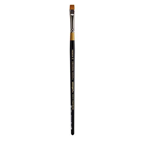KINGART Premium Original Gold 9450-6 Chisel Blender Bright Series Artist Brush, Golden Taklon Synthetic Hair, Short Handle, for Acrylic, Watercolor, Oil and Gouache Painting, Size 6 - size: 6