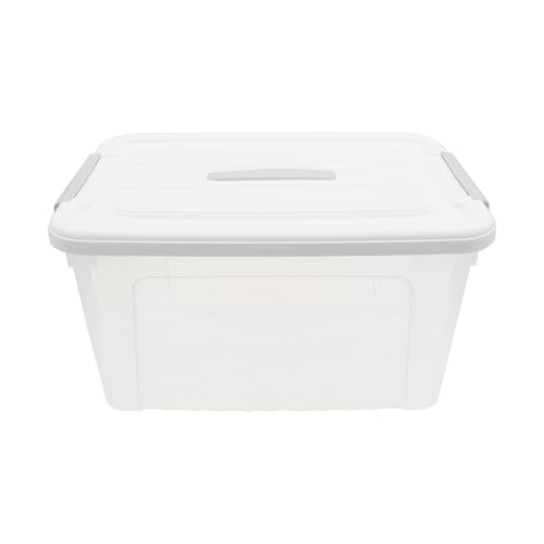 Plastic Bin with Lid, 1PCS Transparent Storage Box Office Container with Lids Platic Hangers Office Storage Bins Clothes Hangers Wardrobe Sundries Organizer - size: 49*35*26cm/19.29*13.77*10.23"