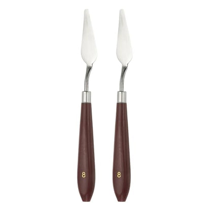 HARFINGTON 2pcs Palette Knife Painting Tool 2.09" x 0.71" Stainless Steel Art Spatula Pallet Knives Scrapers Tools with Plastic Handle for Acrylic Oil Canvas Mixing Spreading, Red/Silver - size: 2.09" x 0.71"