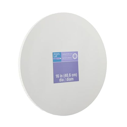 Artist's Loft 16" x 16" White Level 1 Round Traditional Profile Canvas - Archival Quality and Acid Free Cotton Canvas for Acrylic and Oil Paints - 1 Pack - size: 16 x 16