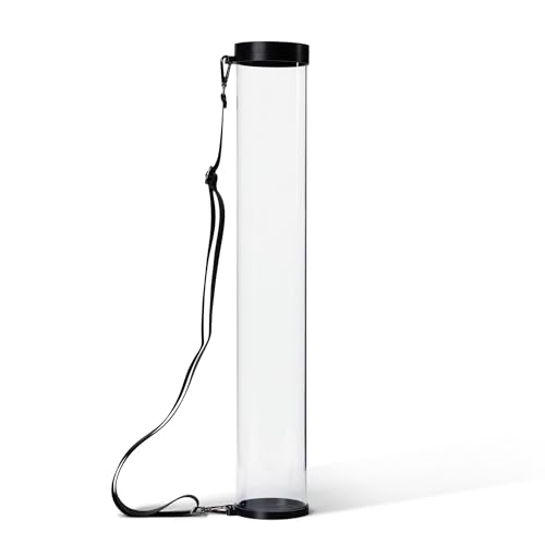 Clear Poster Tube with Strap for Concerts & Festivals, Wide-Diameter Polycarbonate, 3.75" Inner Diameter, 25" Length, Fits 6-8 Prints