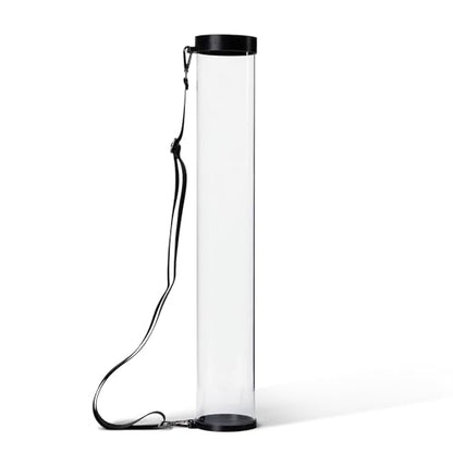 Clear Poster Tube with Strap for Concerts & Festivals, Wide-Diameter Polycarbonate, 3.75" Inner Diameter, 25" Length, Fits 6-8 Prints