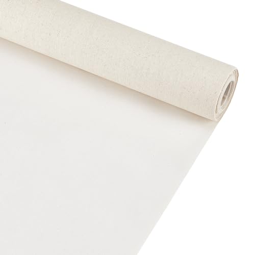 BENECREAT 5 Yards x 15 Inches Canvas Roll Linen, 27 Oz Four Primed Canvas Roll Artist Canvas for Gesso Art Painting Oil Painting Backdrop Decoration, 0.3mm Thick