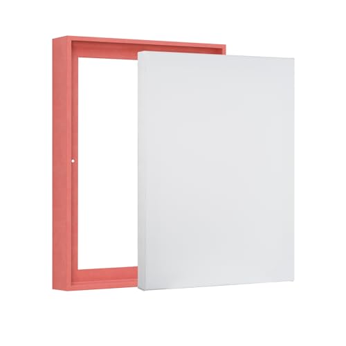 PIXY CANVAS Value Pack of 8x10 Stretched Canvas 1-1/2 (1.5) inch deep and Floater Frame for Your Paintings/Artwork/Wall Art/Wall Decor (Pastel Red/Pink, 8 x 10 inch, Portrait) - color: Pastel Red / Pink, size: 8 x 10 inch