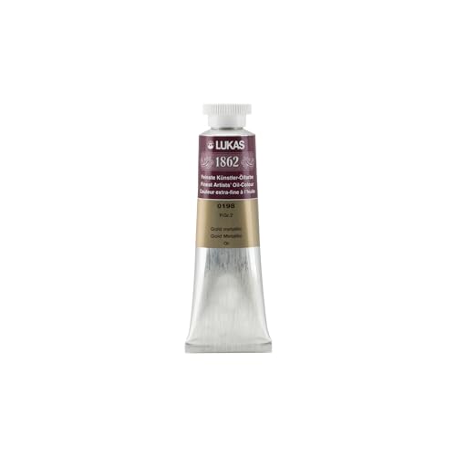 Lukas 1862 Professional German Oil Paint, Gold Metallic 37 mL - w/Beeswax & Non-Yellowing Sunflower Oil, Short Drying Time, Smooth, Outstanding Lightfastness - color: Gold Metallic, size: 1.25 Fl Oz (Pack of 1)