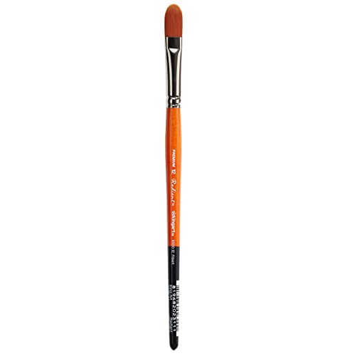KINGART Premium Radiant 6500-12 Filbert Series Artist Brush, Synthetic Taklon Hair, Short Handle, Acrylic, Oil and Watercolor Painting, Size 12 - size: 12
