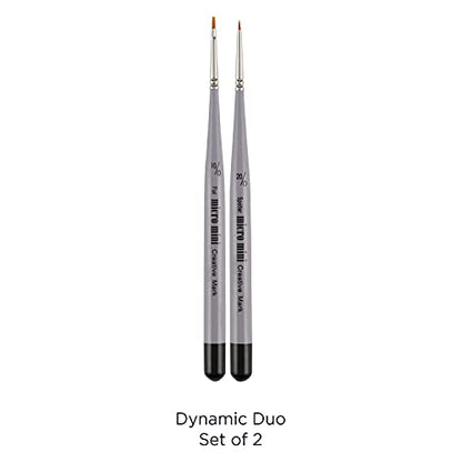 Creative Mark 2 Piece Micro Detail Paint Brush Set, Mini Paintbrushes for Acrylic, Watercolor, Oil, Face, Nail, Scale Model Painting & Line Drawing - size: Dynamic Duo Set (2 Piece)